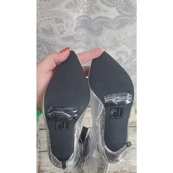 Forever 21 Metallic knee-high cowboy western stiletto boots Size 6 Festival NWT - Picture 11 of 14